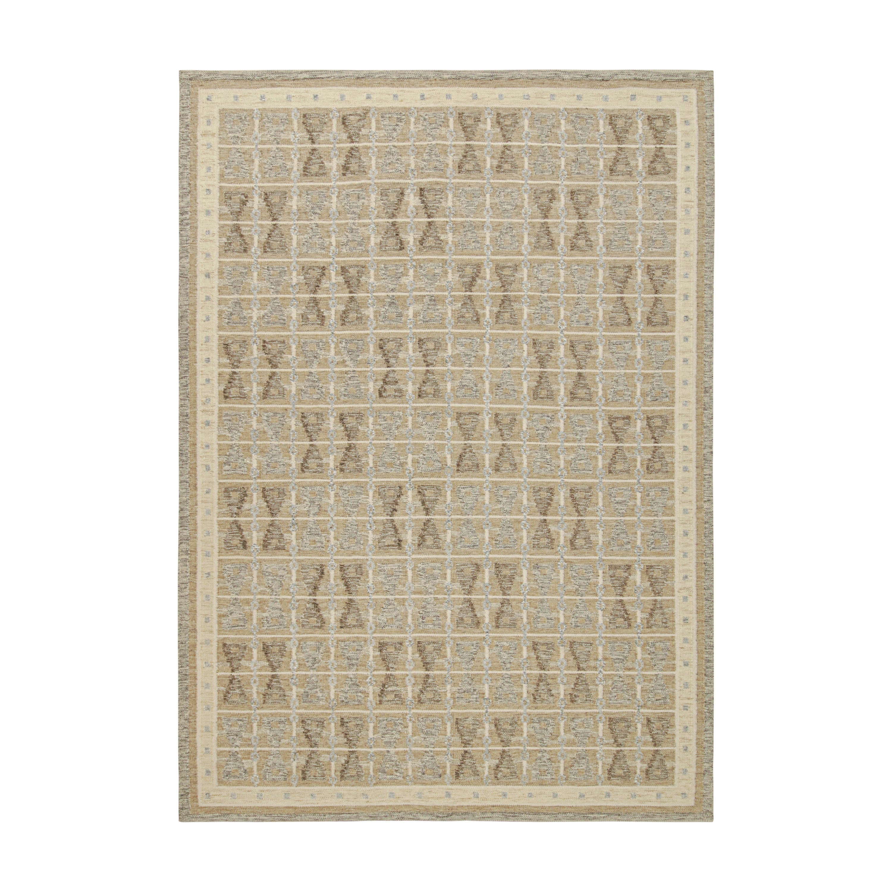 Rug & Kilim: Kilim in stile scandinavo con motivo geometrico beige-marrone e grigio