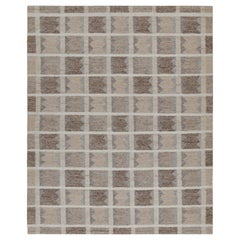 Kilim de estilo escandinavo de Rug & Kilim con motivos geométricos en beige, marrón y gris