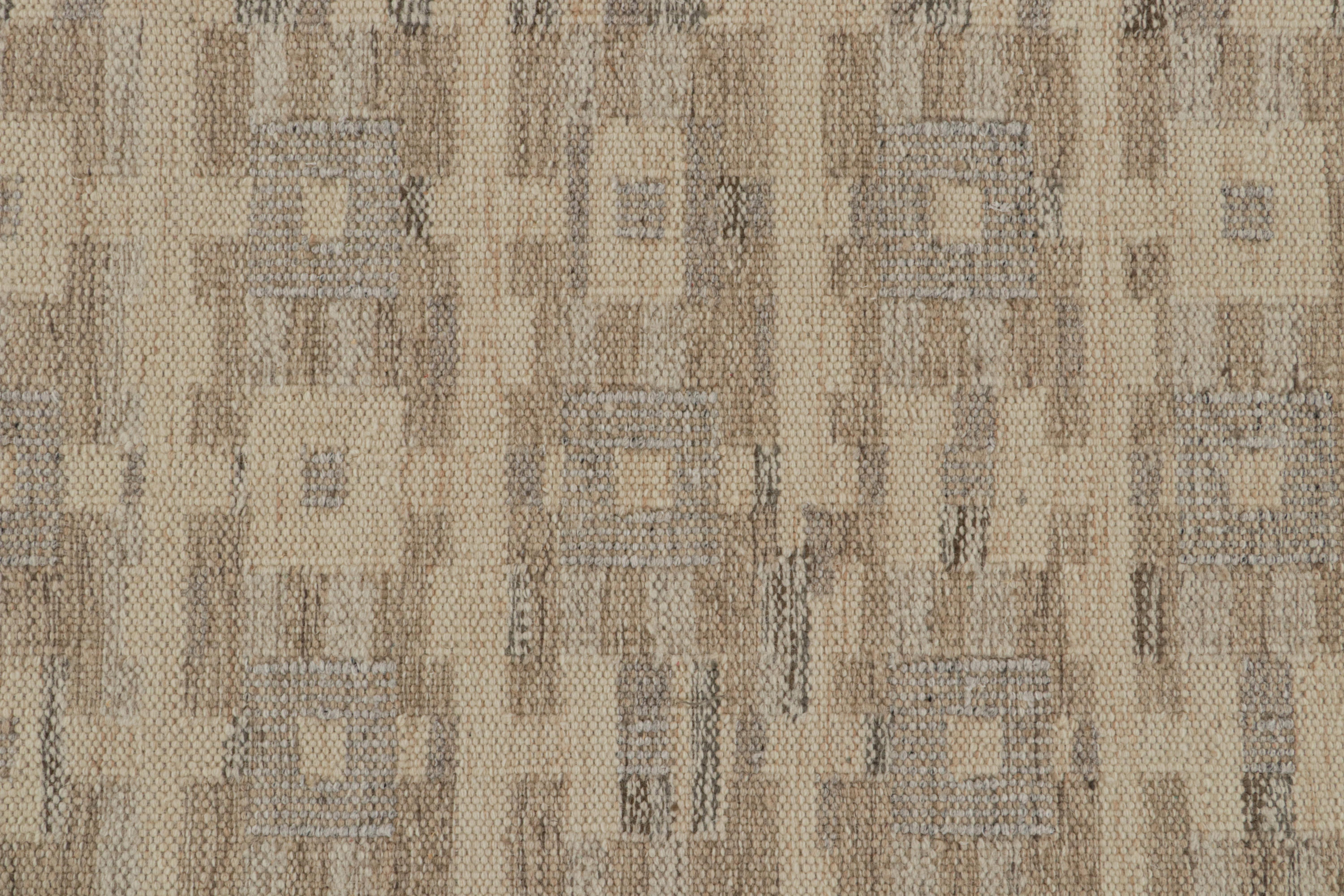 Rug & Kilim’s Scandinavian Style Kilim in Beige-Brown & gray Patterns In New Condition For Sale In Long Island City, NY