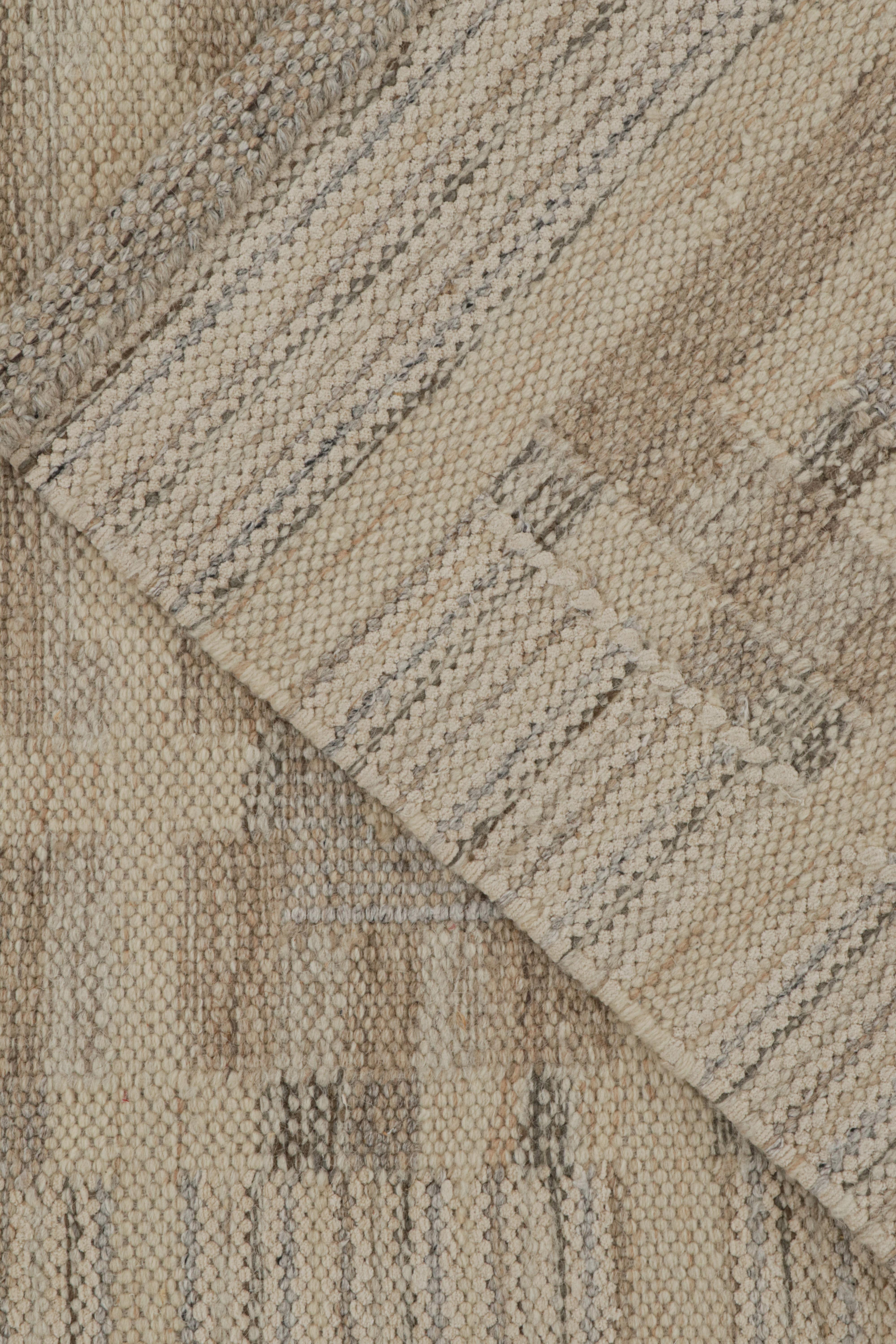 Contemporary Rug & Kilim’s Scandinavian Style Kilim in Beige-Brown & gray Patterns For Sale
