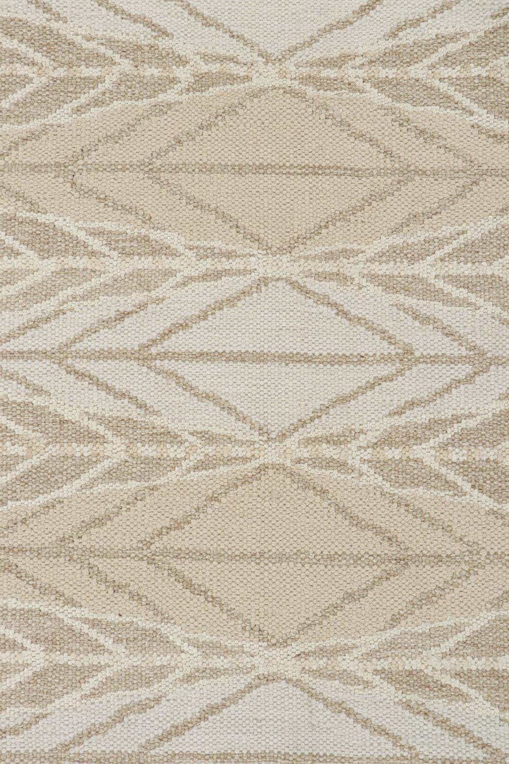 Scandinavian Modern Rug & Kilim’s Scandinavian Style Kilim in Beige-Brown & White Geometric Pattern For Sale