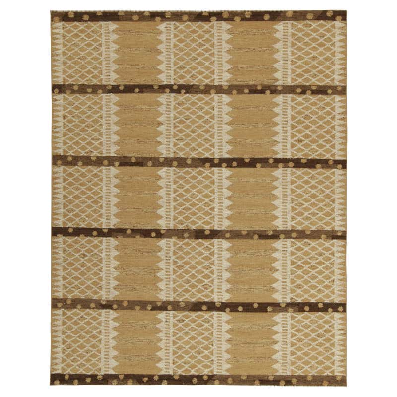 Rug and Kilim’s Scandinavian Style Kilim in Green and Beige-Brown ...