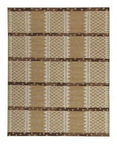 Rug & Kilim’s Scandinavian Style Kilim in Beige-Brown & White Geometric Pattern