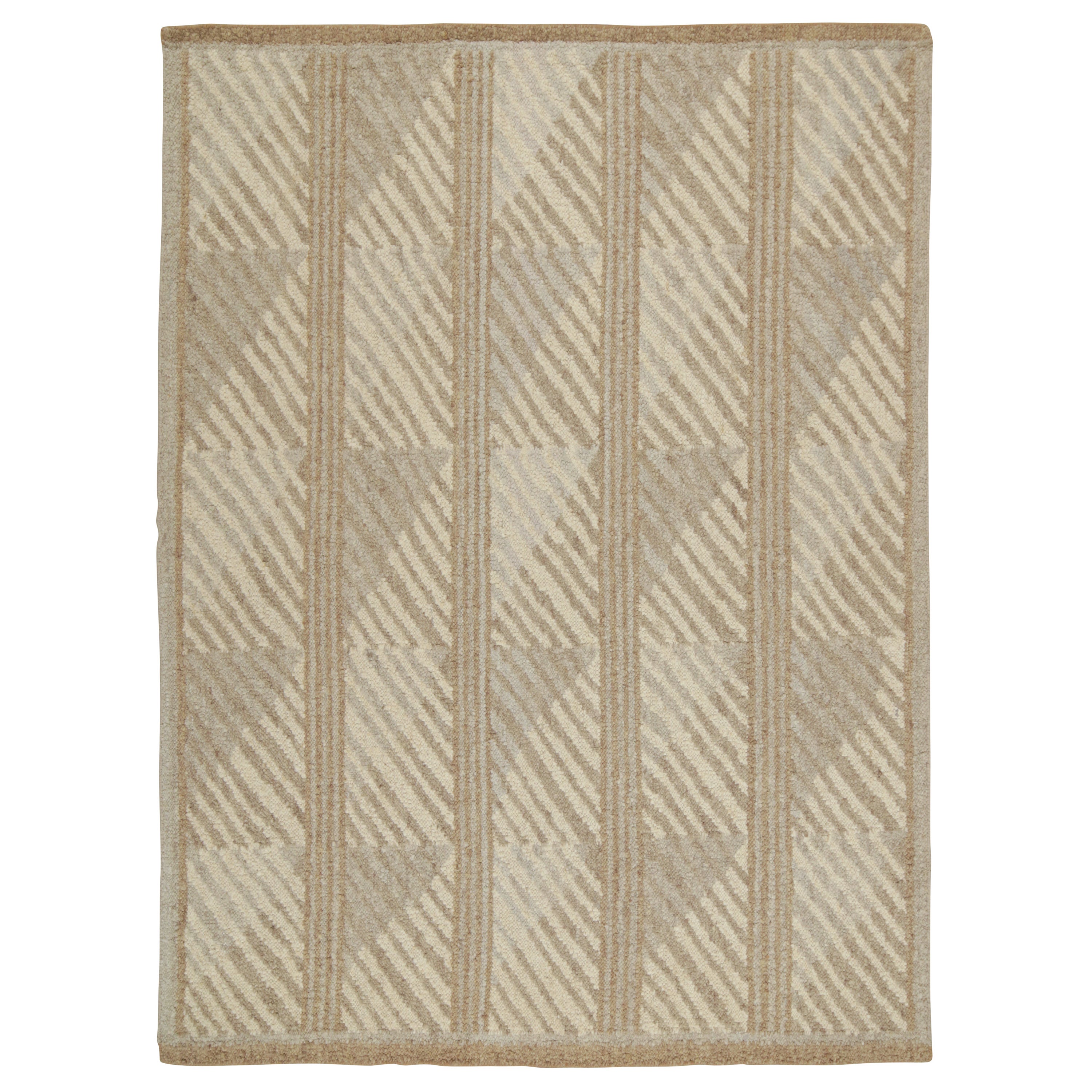 Rug & Kilim’s Scandinavian Style Kilim in Beige, Gray and Blue Geometric Pattern