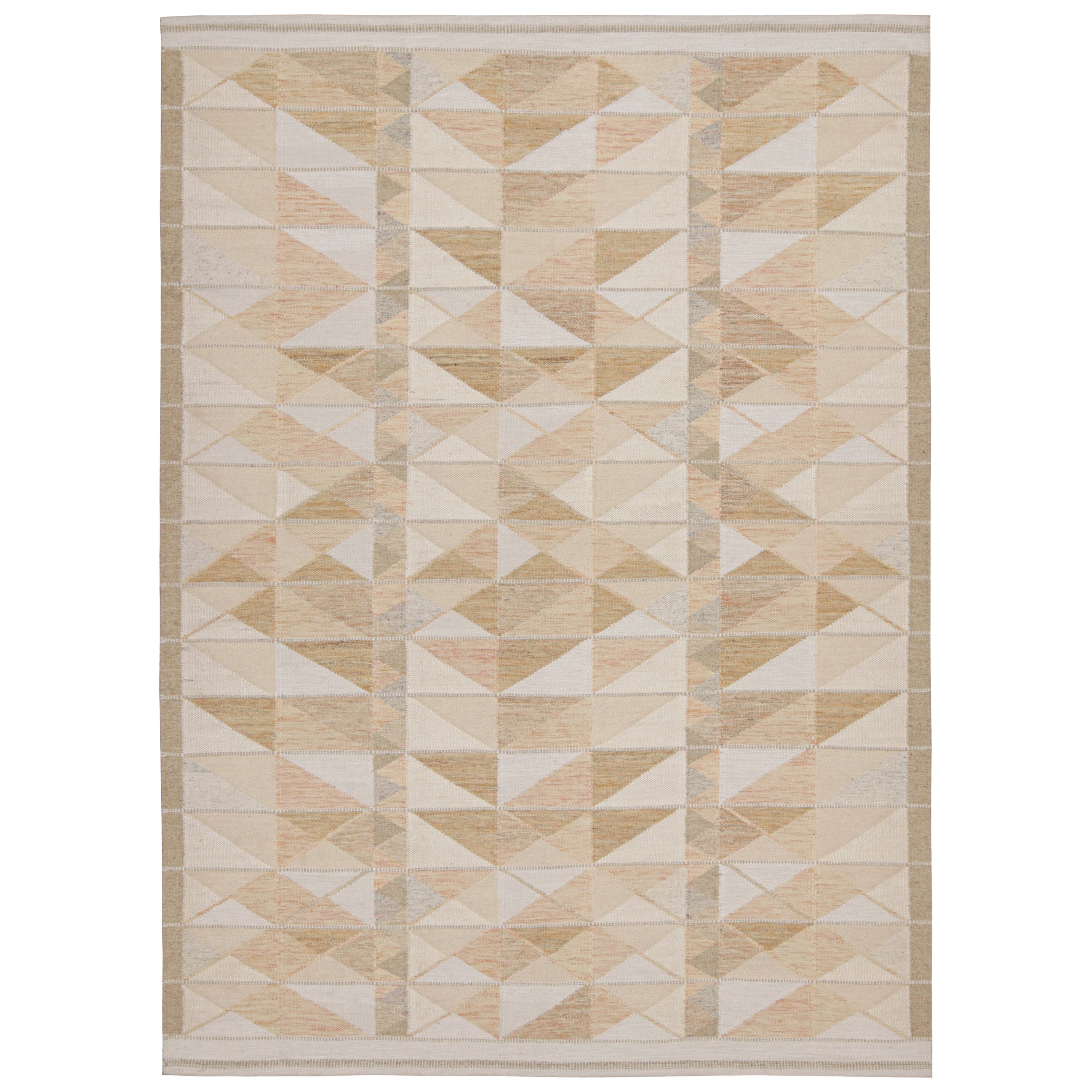 Rug & Kilim: Kilim in stile scandinavo in beige e avorio con motivi geometrici