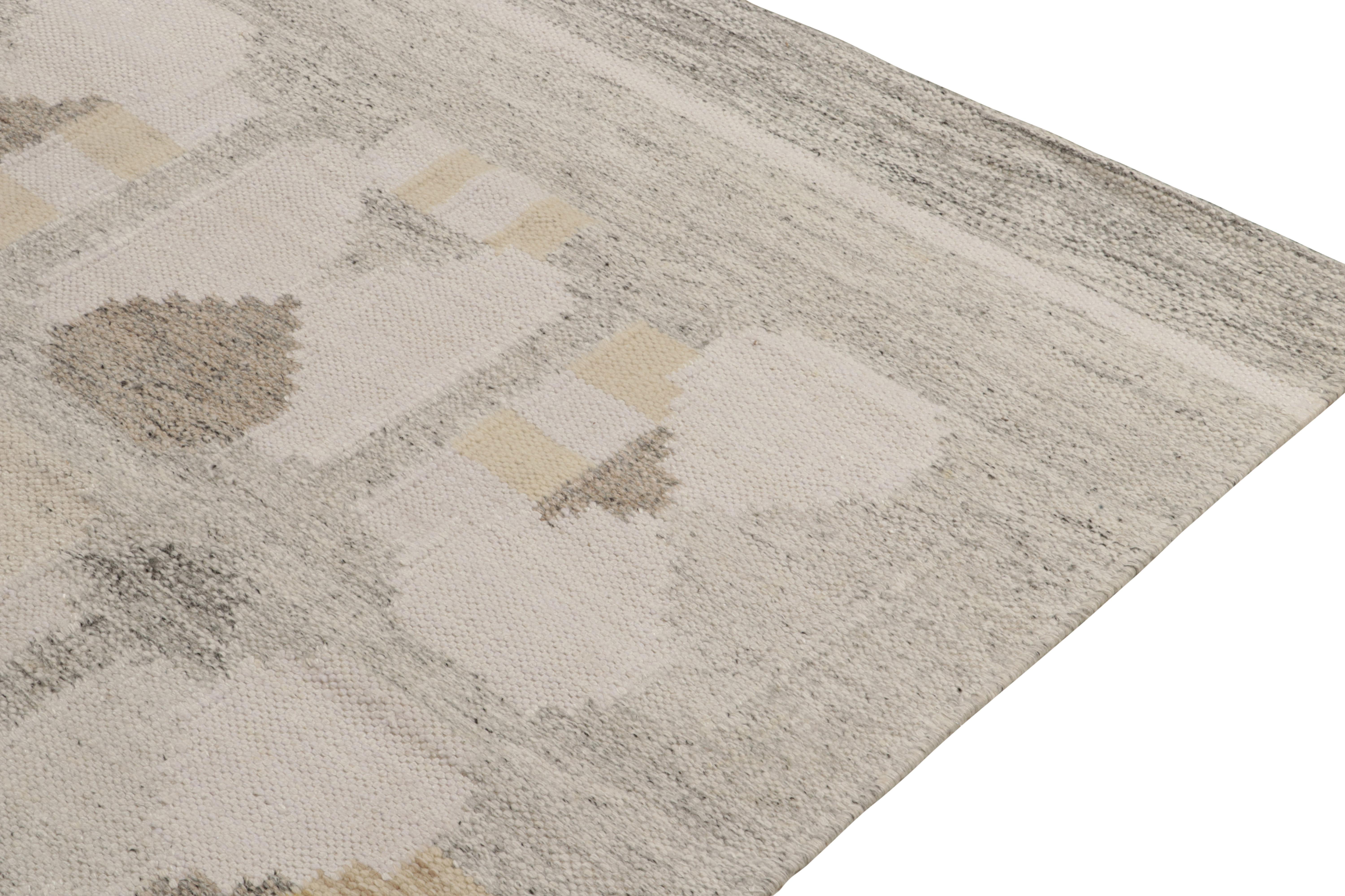 Hand-Knotted Rug & Kilim's Scandinavian Style Kilim in Beige, White, Black For Sale