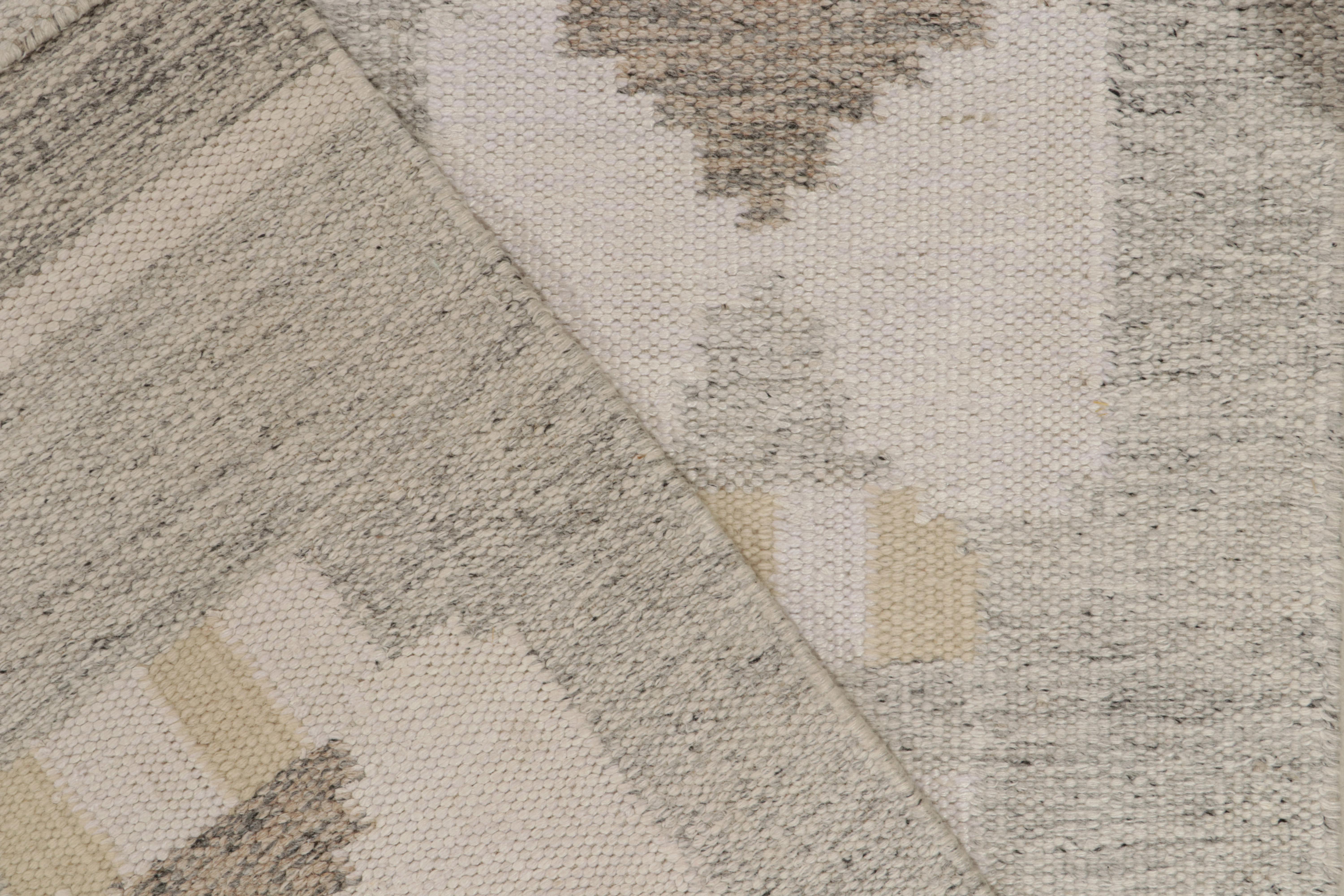 Contemporary Rug & Kilim's Scandinavian Style Kilim in Beige, White, Black For Sale