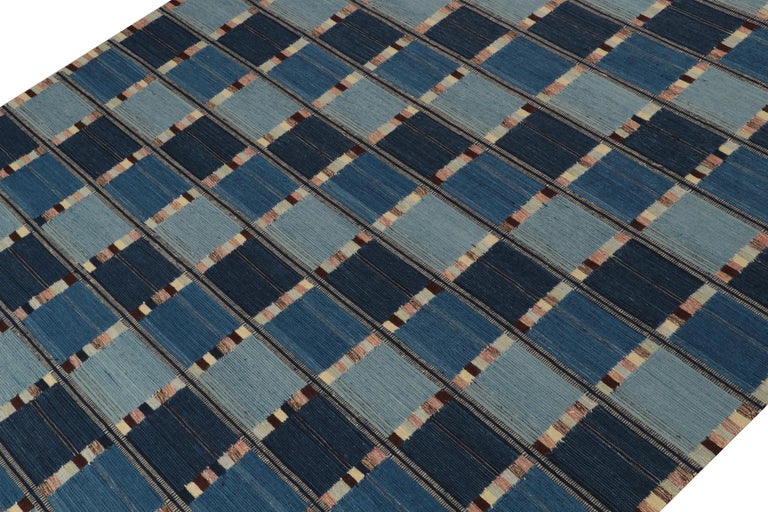 Rug and Kilim’s Scandinavian Style Kilim in Blue and Beige-Brown ...