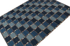 Rug & Kilim’s Scandinavian Style Kilim in Blue and Beige-Brown Geometric Pattern