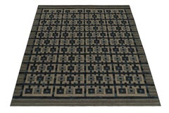 Rug & Kilim's skandinavischer Stil Kilim in Blau und Beige Geometrisches Muster