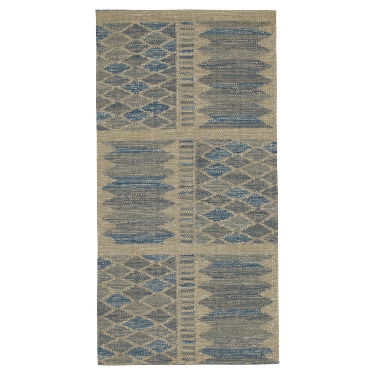 Rug and Kilim’s Scandinavian Style Kilim in Blue, Beige and Gray ...