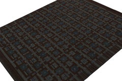 Rug & Kilim's Scandinavian Style Kilim in Blue & Brown Geometric Pattern (Kilim de style scandinave à motifs géométriques bleus et bruns)