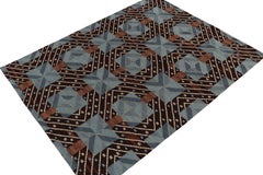 Rug & Kilim’s Scandinavian Style Kilim in Blue & Brown Geometric Pattern