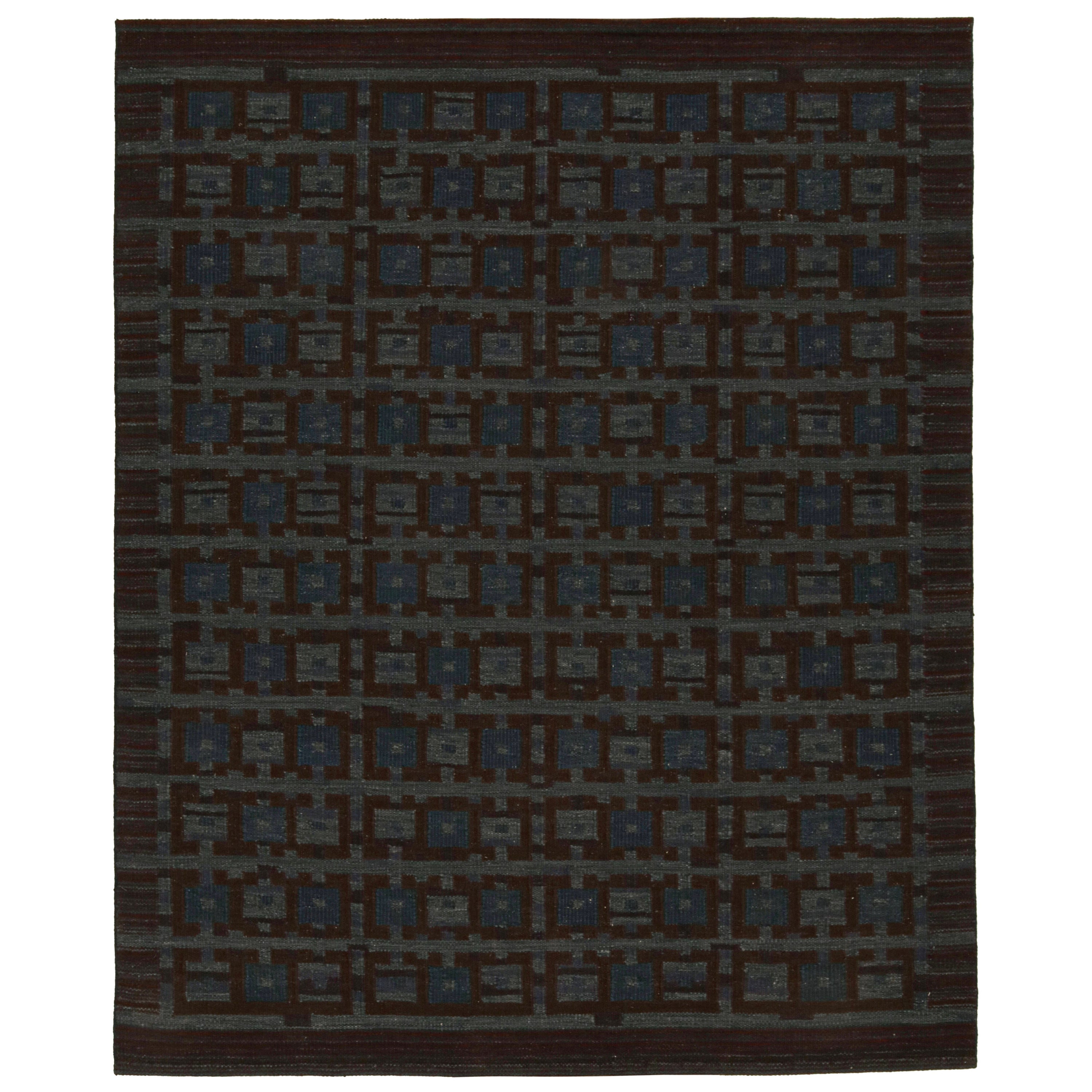 Rug & Kilim: Kilim in stile scandinavo con motivo geometrico blu e marrone