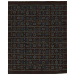 Rug & Kilim: Kilim in stile scandinavo con motivo geometrico blu e marrone