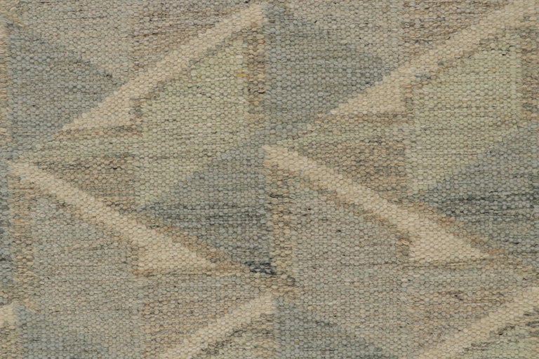 Rug and Kilim’s Scandinavian Style Kilim in Blue, Grey and White