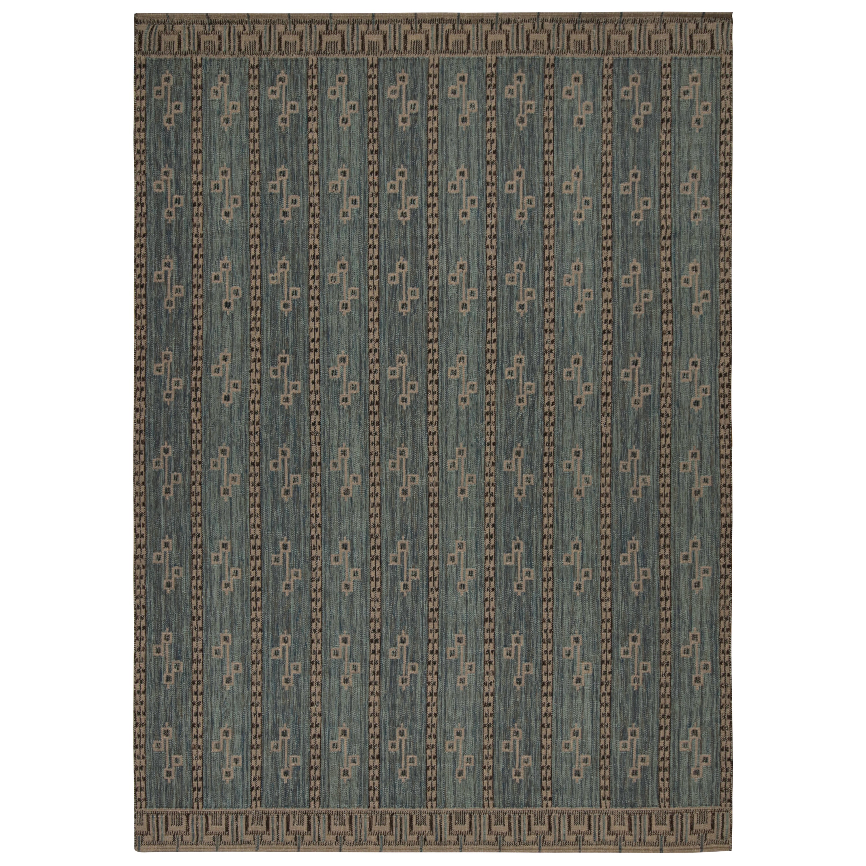 Rug & Kilim in stile scandinavo con motivi geometrici blu, grigi e neri