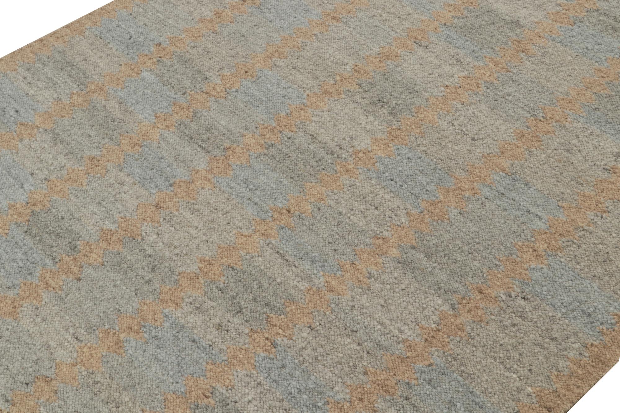 This 8x10 Swedish style kilim is from the inventive “Nu” texture in Rug & Kilim’s award-winning Scandinavian flat weave collection. Handwoven in wool. 

Further On the Design:

This rug enjoys a boucle-like texture of blended yarns, and a look