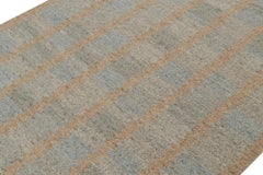 Rug & Kilim’s Scandinavian Style Kilim in Blue, Gray & Brown Geometric Patterns