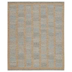 Rug & Kilim’s Scandinavian Style Kilim in Blue, Gray & Brown Geometric Patterns
