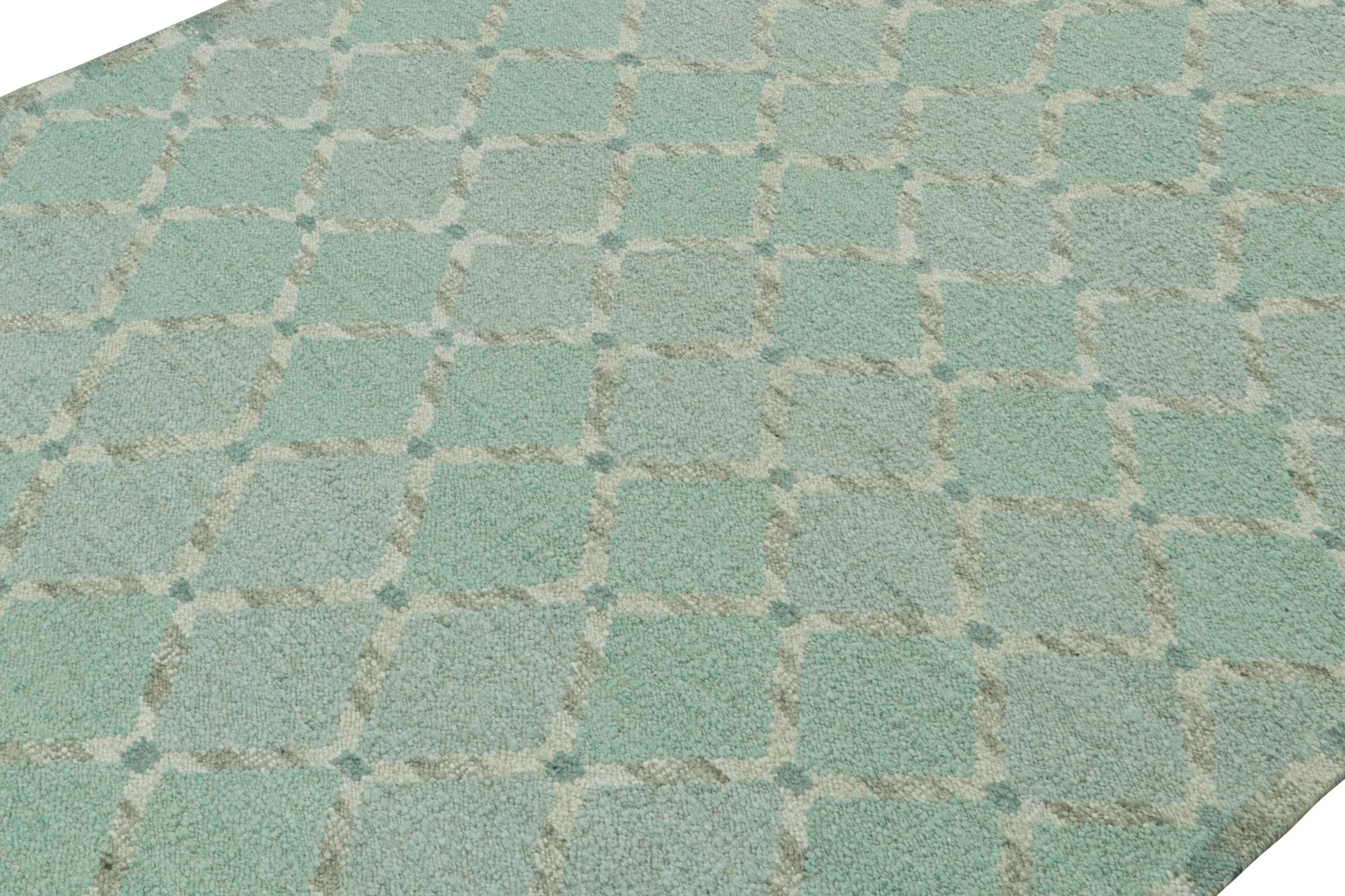 This 9x12 Swedish style kilim is from the inventive “Nu” texture in Rug & Kilim’s award-winning Scandinavian flat weave collection. Handwoven in wool. 

Further On the Design: 

This rug enjoys a boucle-like texture of blended yarns, and a look both