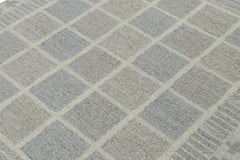 Rug & Kilim’s Scandinavian Style Kilim in Blue & Gray Geometric Patterns