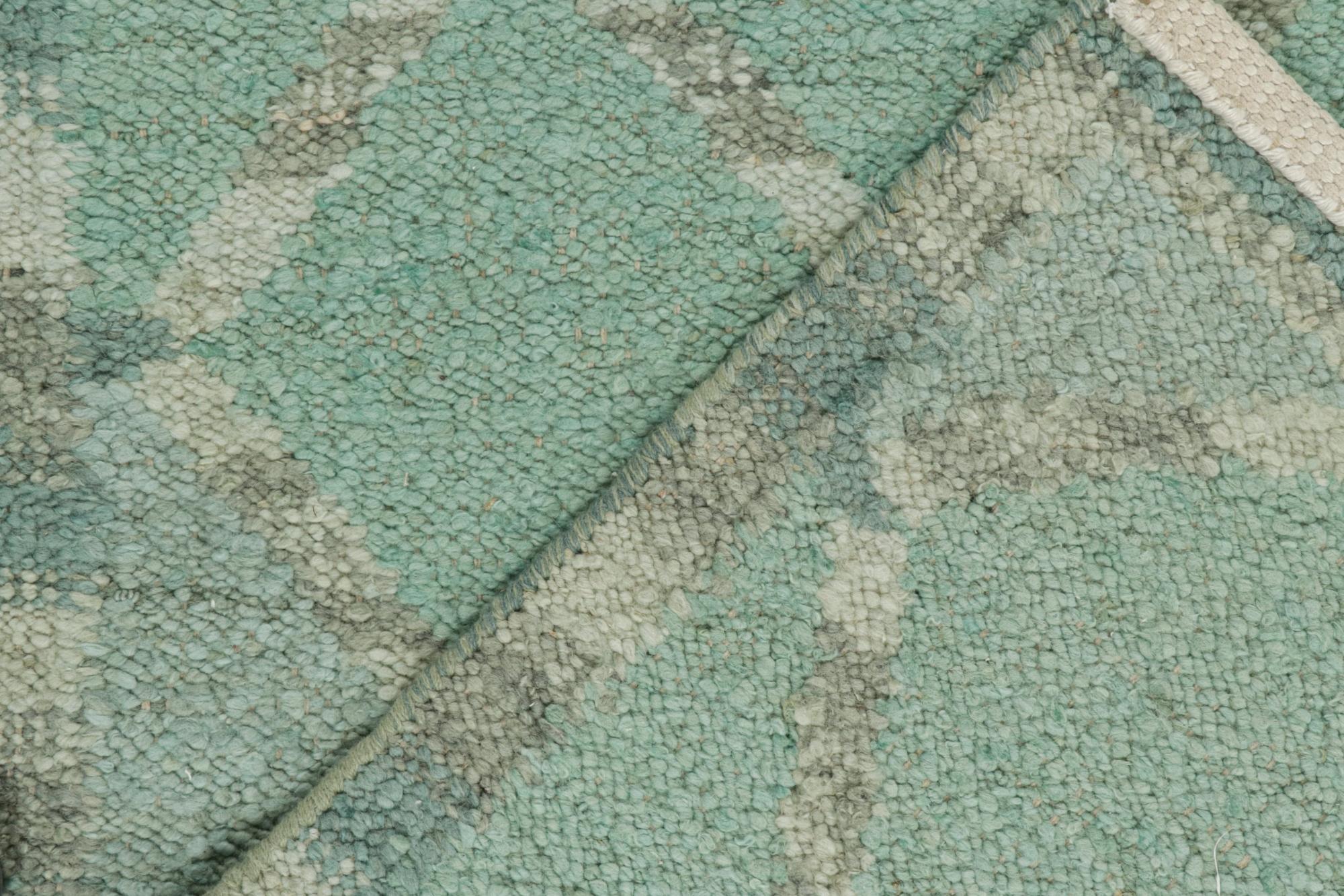 Contemporary Rug & Kilim’s Scandinavian Style Kilim in Blue & Gray Geometric Patterns For Sale