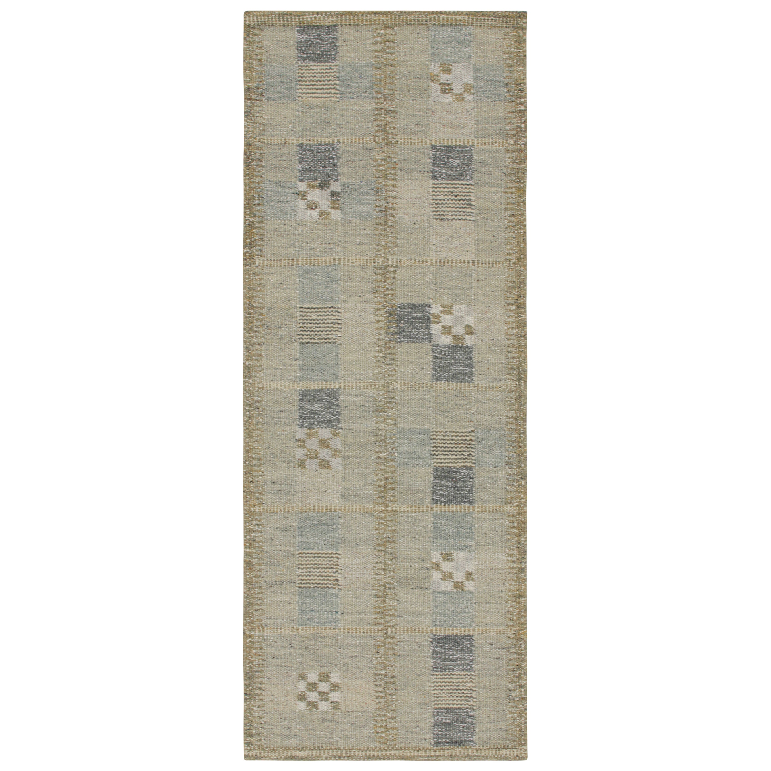 Rug & Kilim's skandinavischer Stil Kilim in Blau & Grau Geometrische Muster