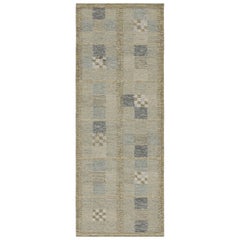 Rug & Kilim’s Scandinavian Style Kilim in Blue & gray Geometric Patterns