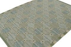 Rug & Kilim’s Scandinavian Style Kilim in Blue & Green Diamond Lattices