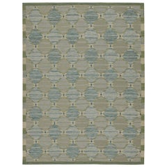 Rug & Kilim’s Scandinavian Style Kilim in Blue & Green Diamond Lattices