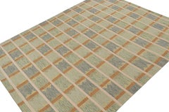 Rug & Kilim’s Scandinavian Style Kilim in Blue, Green & Orange Geometric Pattern