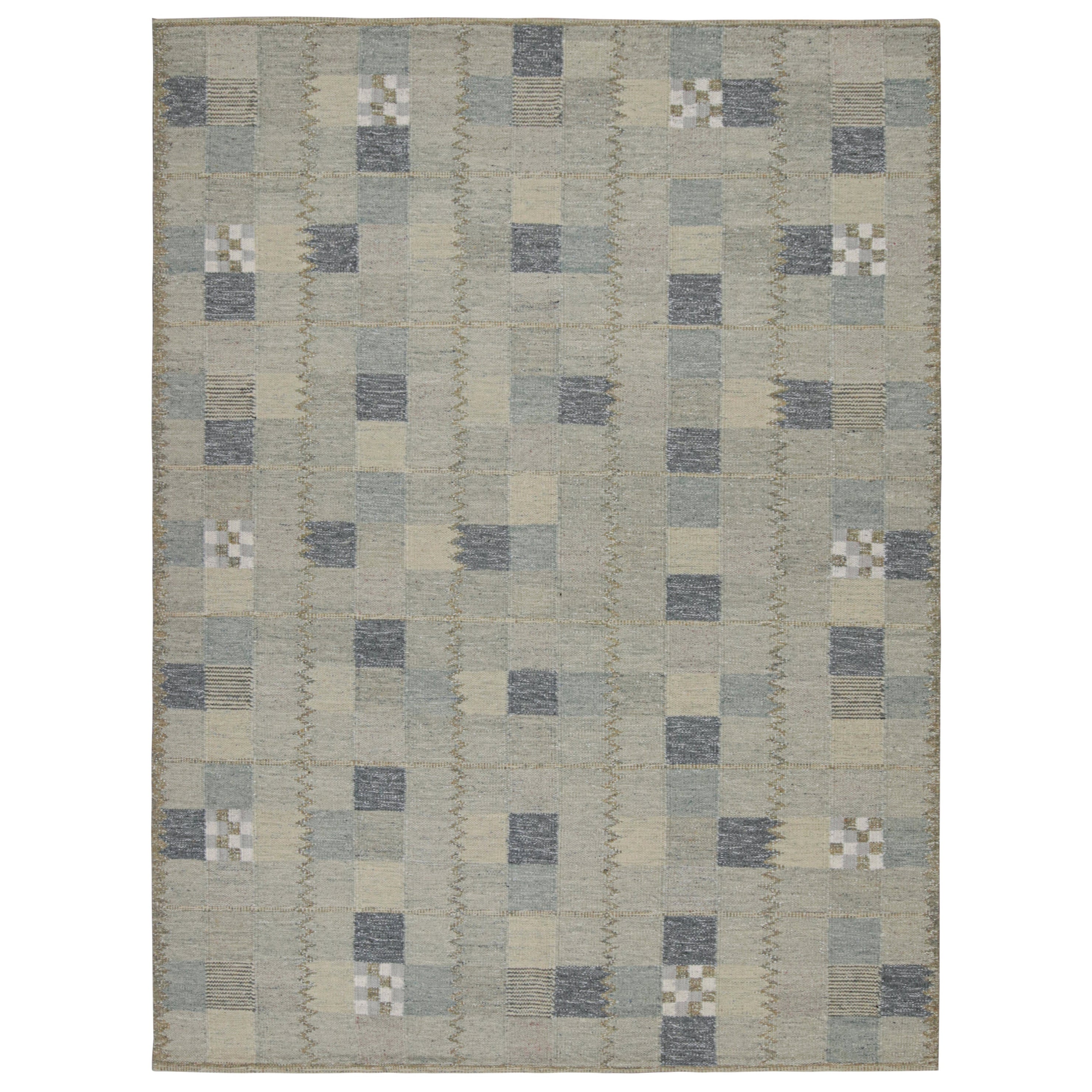 Rug & Kilim: Kilim in stile scandinavo con motivi geometrici blu-grigi