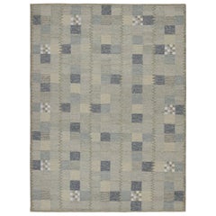 Rug & Kilim’s Scandinavian Style Kilim in Blue-Grey Geometric Patterns