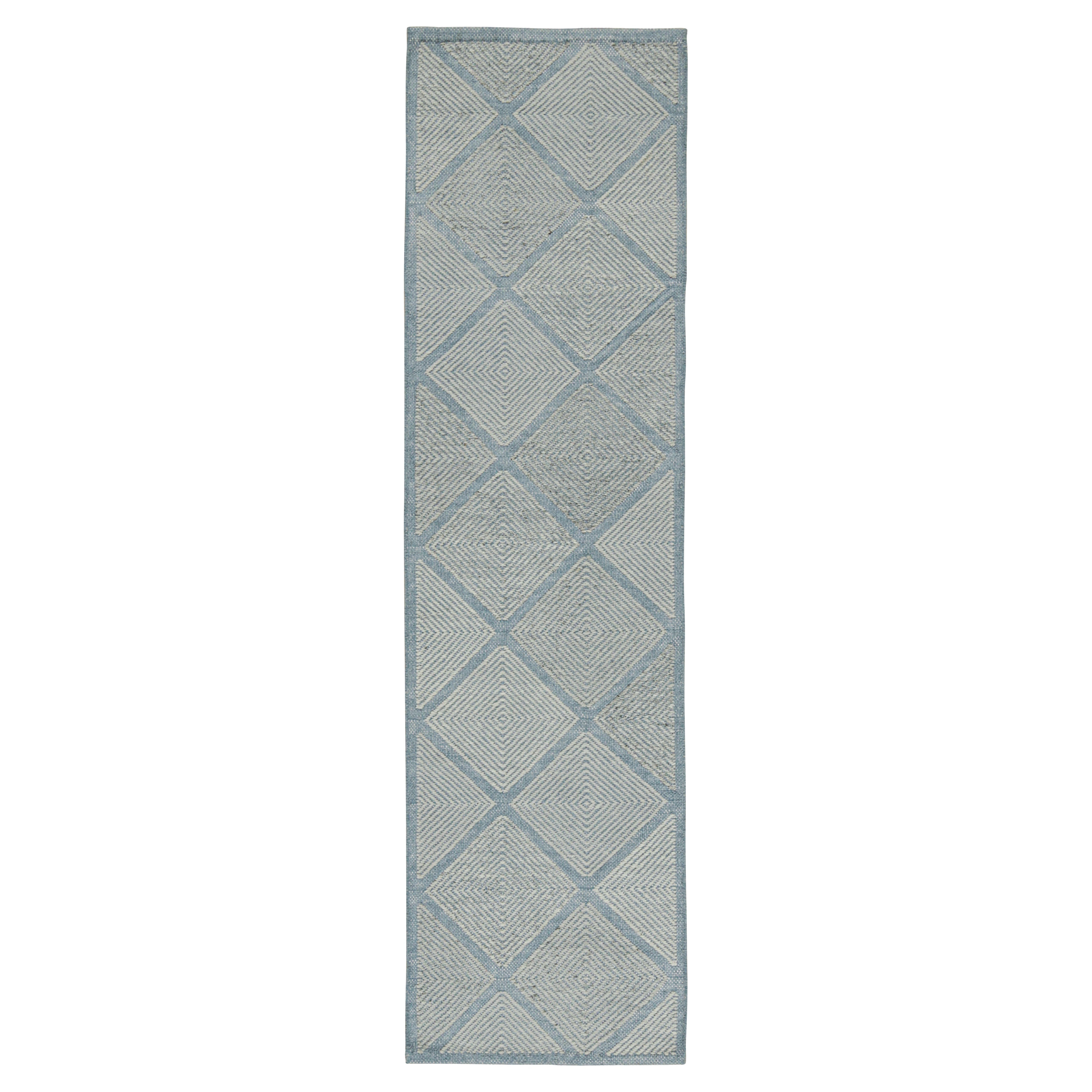 Rug
Kilim
s skandinavischer Stil Kilim in Blau mit silbernen Rautenmustern