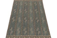 Skandinavischer Kilim von Rug & Kilim in Blau mit taupefarbenen geometrischen Mustern