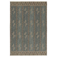 Rug & Kilim’s Scandinavian Style Kilim in Blue with Taupe Geometric Patterns
