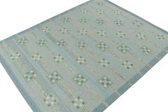 Rug & Kilim’s Scandinavian Style Kilim in Blue with Teal Geometric Patterns