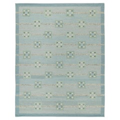 Rug & Kilim’s Scandinavian Style Kilim in Blue with Teal Geometric Patterns