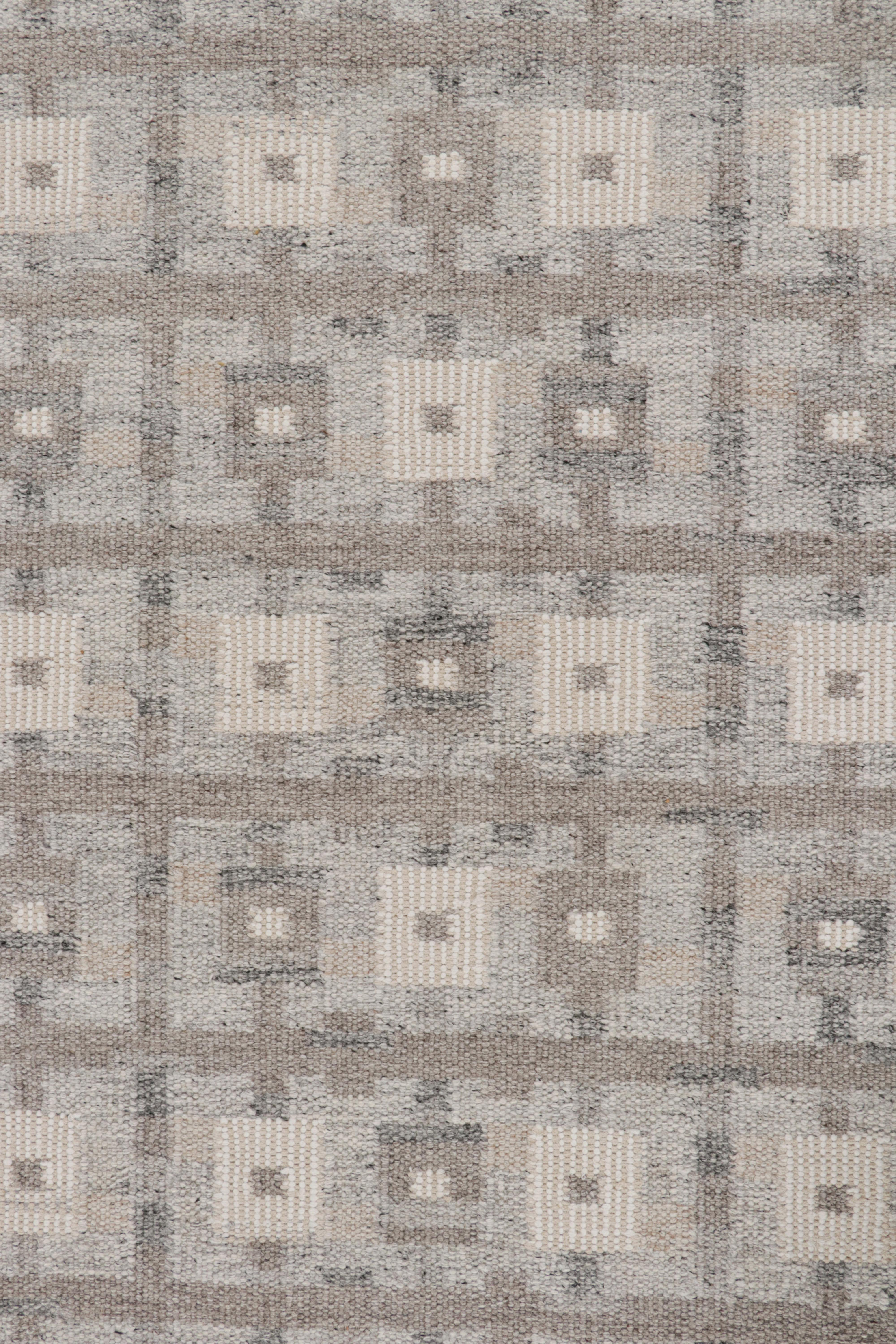 Rug & Kilim’s Scandinavian Style Kilim in Brown, gray & White Patterns In New Condition For Sale In Long Island City, NY