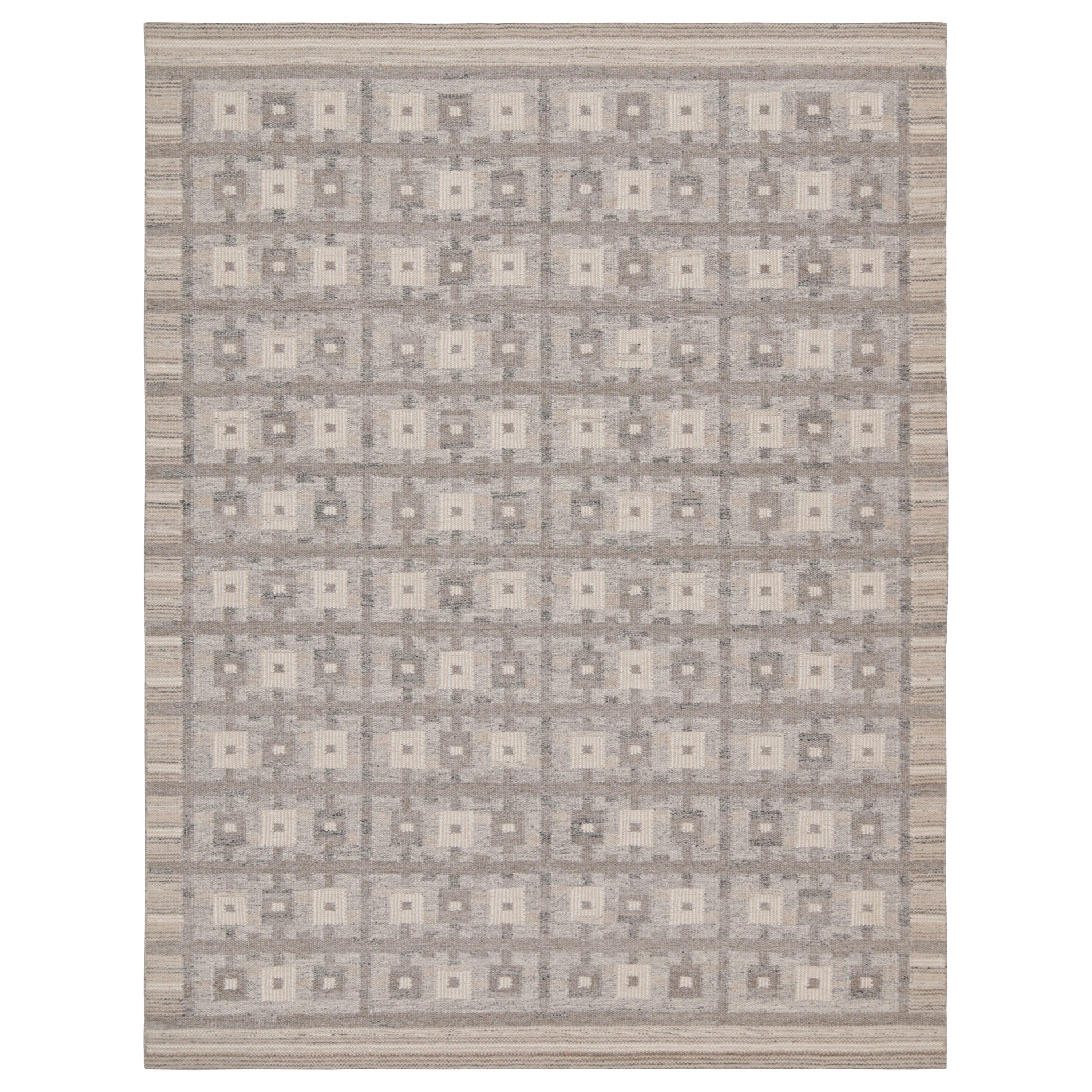 Kilim de estilo escandinavo de Rug & Kilim con motivos marrones, grises y blancos