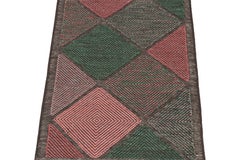 Rug & Kilim’s Scandinavian style Kilim in Brown, Pink and Teal Diamond Patterns