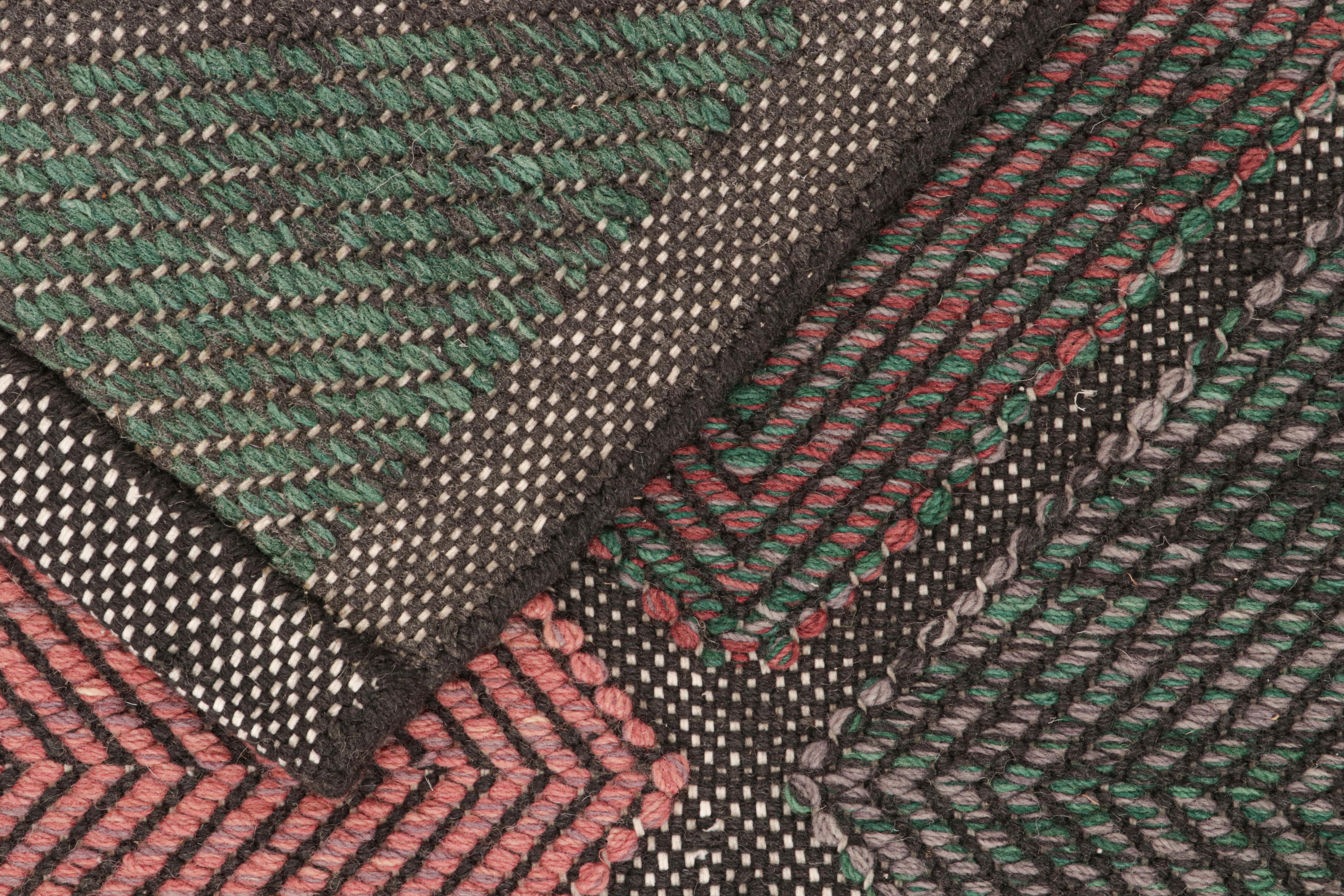 Rug & Kilim's skandinavischer Stil Kilim in Brown, Pink und Teal Diamond Patterns (21. Jahrhundert und zeitgenössisch) im Angebot