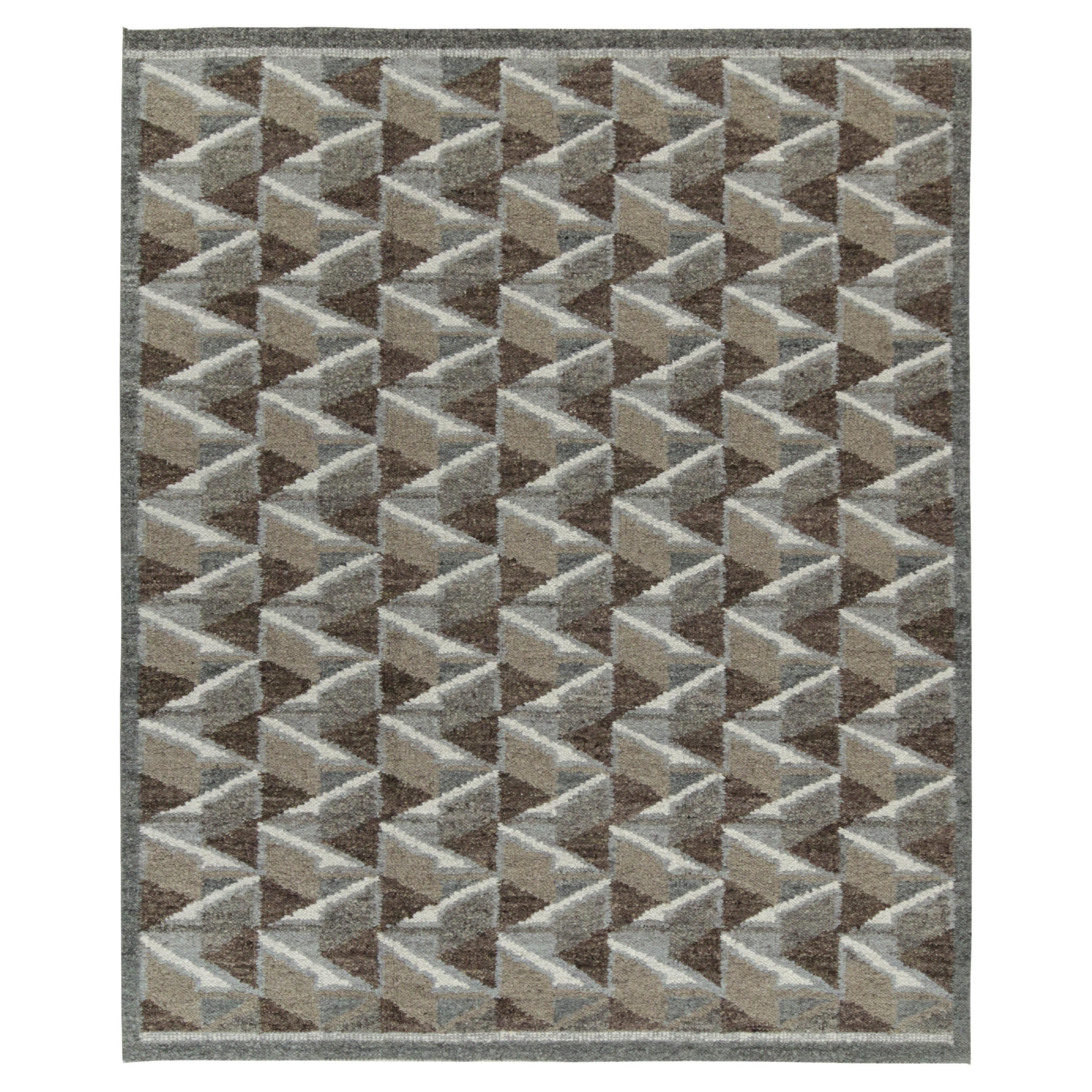 Kilim de style scandinave de Rug & Kilim en motifs géométriques bruns, blancs et gris