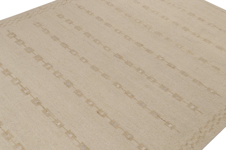 Rug and Kilim’s Scandinavian Style Kilim in Cream and Beige Geometric