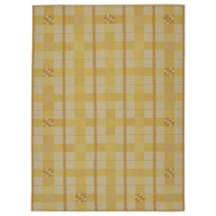 Skandinavischer Kilim von Rug & Kilim in Creme und Gold mit geometrischem Muster