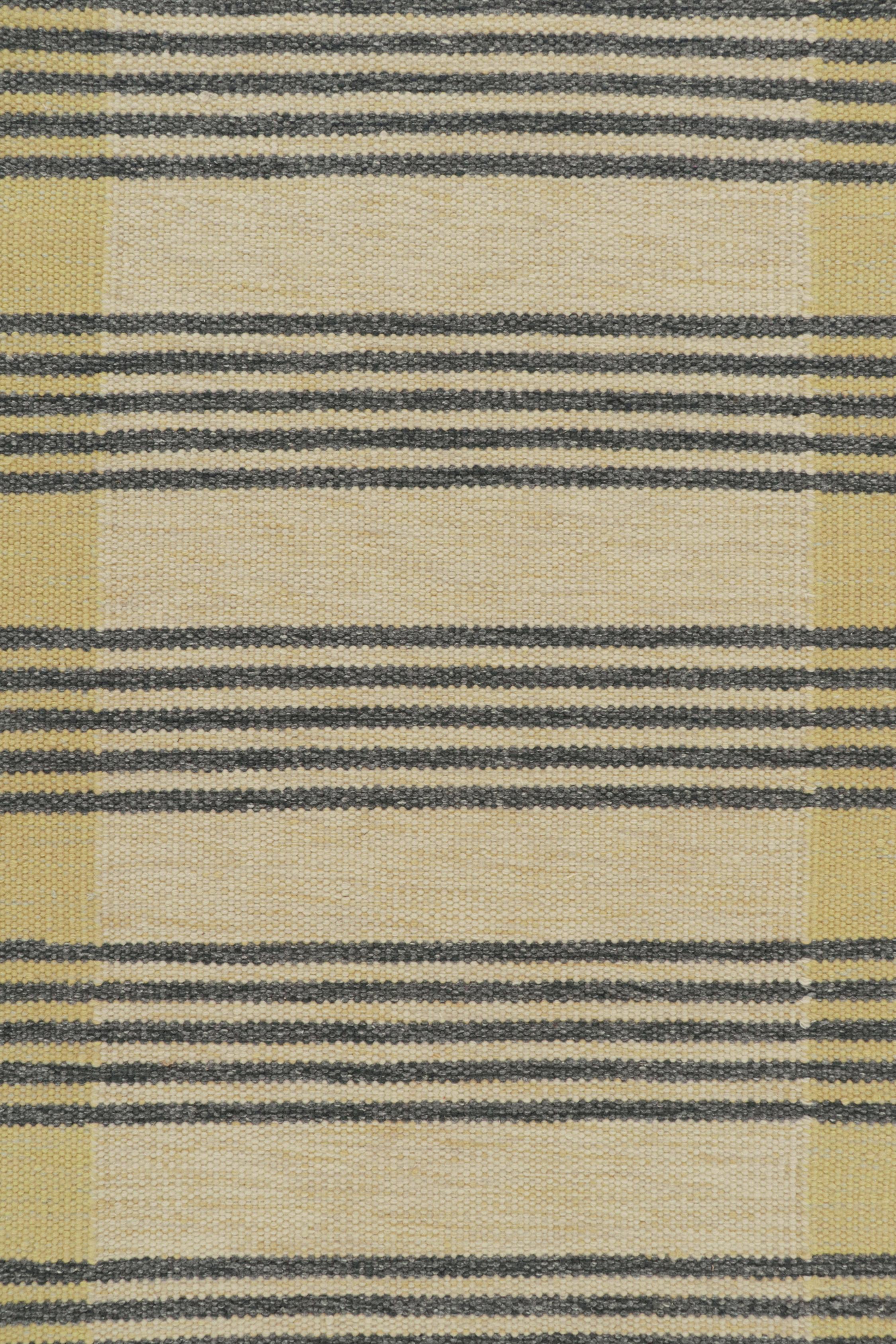 Rug & Kilim’s Scandinavian Style Kilim in Cream with Gray Stripes Patterns In New Condition For Sale In Long Island City, NY