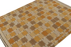 Rug & Kilim’s Scandinavian Style Kilim in Gold & Beige-Brown Geometric Pattern