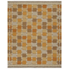 Rug & Kilim: Kilim in stile scandinavo con motivo geometrico oro e beige-marrone