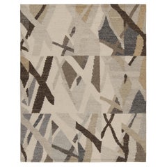 Rug & Kilim’s Scandinavian Style Kilim in Gray and Beige-Brown Geometric Pattern